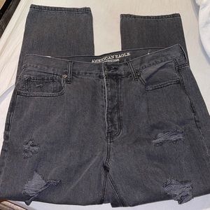 AEO | Black Distressed Mom Jeans | 14